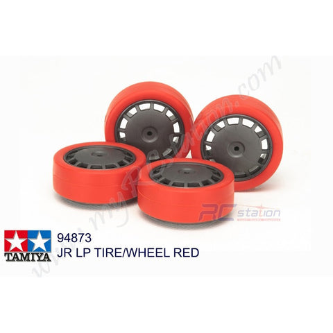 Tamiya #94873 - Low-Profile Tire & Silver Wheel Set Finish(Red) [94873]