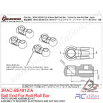 3RACING 3RAC-BE4812/A 4.8MM BALL END SET - 12MM FOR ANTI-ROLL BAR - 4PCS