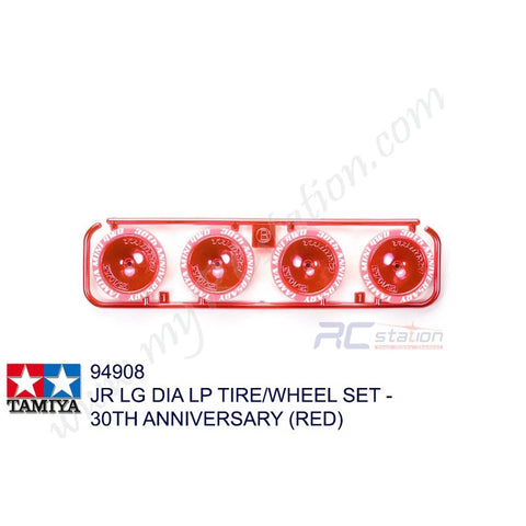 Tamiya #94908 - JR Large Diameter Low-Profile Tire/Wheel Set - 30th Anniversary - Red [94908]