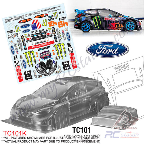 TeamC Racing 1/10 Clear Body Shell TC101 Ford Fiesta WRC (Width 200mm, WheelBase 258mm)