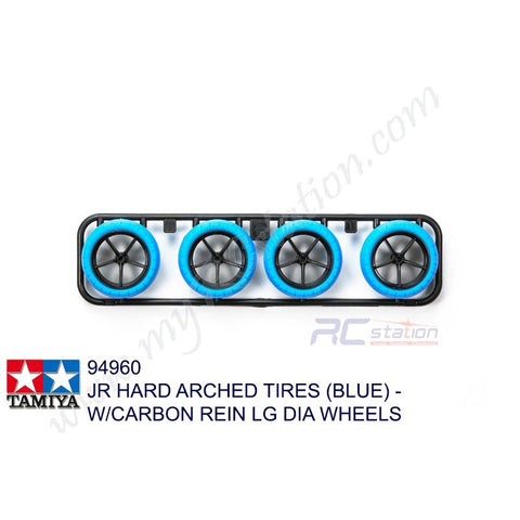 Tamiya #94960 - JR Hard Arched Tires (Blue) - w/Carbon Rein Lg Dia Wheels [94960]