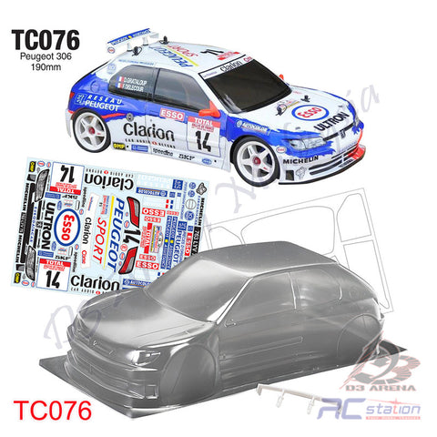 TeamC Racing 1/10 Clear Body Shell TC076 Peugeot 306 (Width 190mm, WheelBase 258mm)