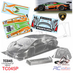 TeamC Racing 1/10 Clear Body Shell TC045 Huracan GT (Width 190mm, WheelBase 258mm)