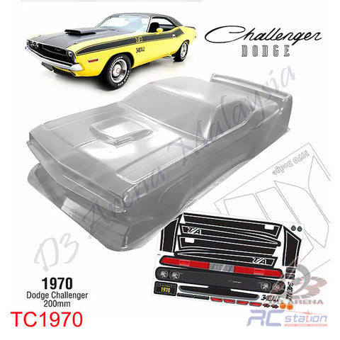 TeamC Racing 1/10 Clear Body Shell 1970 Dodge Challenger (Width 200mm, WheelBase 258mm)