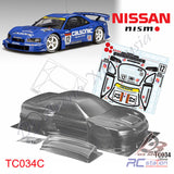 TeamC Racing 1/10 Clear Body Shell TC034 Nissan GTR R34 (Width 190mm, WheelBase 258mm)