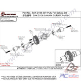 3Racing #SAK-D136 - 38T Pully For Sakura D3 #SAK-D136