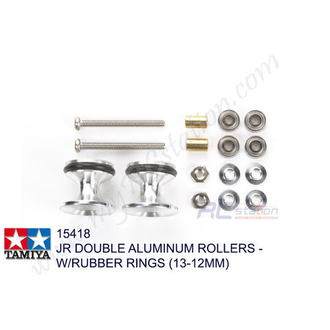 Tamiya #15418 - JR Double Aluminum Rollers - w/Rubber Rings (13-12mm) [15418]