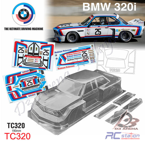 TeamC Racing 1/10 Clear Body Shell TC320 BMW 320i (Width 190mm, WheelBase 258mm)