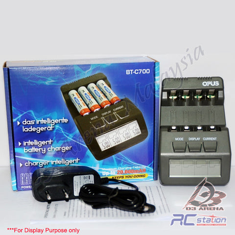 OPUS BT-C700 4 SLOTS INTELLIGENT AA AAA BATTERY CHARGER WITH LCD