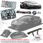Team C Body Shell 1/10 Clear Body TC058 1/10 LB Works BMW i8 (Width 200mm, WheelBase 258mm)