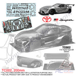TeamC Racing 1/10 Clear Body Shell TC002 Toyota Supra GR (Width 200mm, WheelBase 258mm)