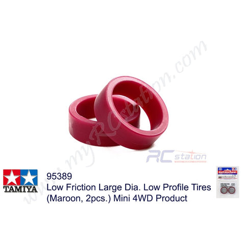 Tamiya #95389 - Low Friction Large Dia. Low Profile Tires (Maroon, 2pcs.) Mini 4WD Product[95389]