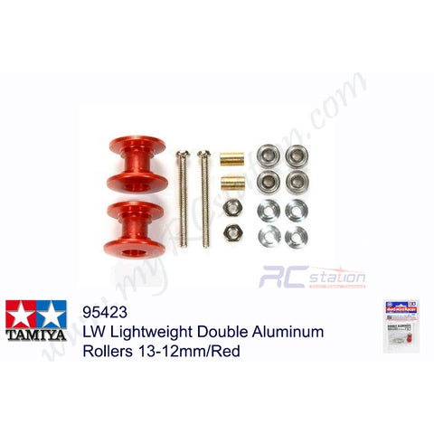 Tamiya #95423 - LW Lightweight Double Aluminum Rollers 13-12mm/Red[95423]