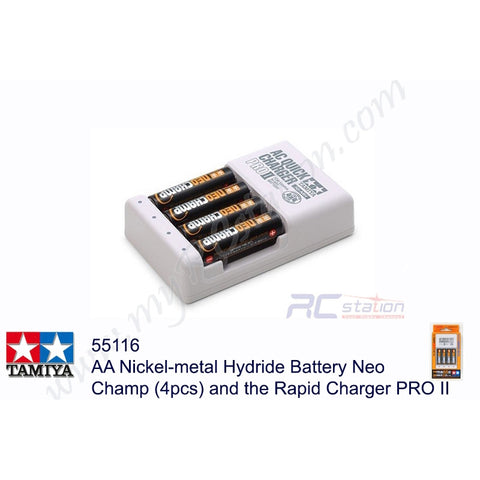 Tamiya #55116 - AA Nickel-metal Hydride Battery Neo Champ (4pcs) and the Rapid Charger PRO II[55116]
