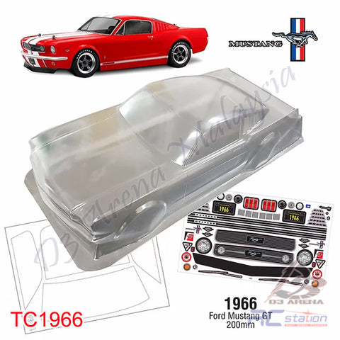 TeamC Racing 1/10 Clear Body Shell 1966 Ford Mustang GT (Width 200mm, WheelBase 258mm)