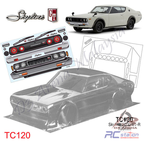 TeamC Racing 1/10 Clear Body Shell TC120 Nissan Skyline 2000 (Width 190mm, WheelBase 258mm)