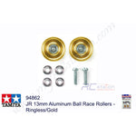 Tamiya #94862 - JR 13mm Aluminum Ball Race Rollers - Ringless/Gold #94862