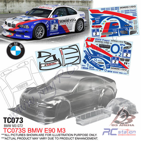TeamC Racing 1/10 Clear Body Shell TC073 BMW E90 M3 GT2 (Width 190mm, WheelBase 258mm)