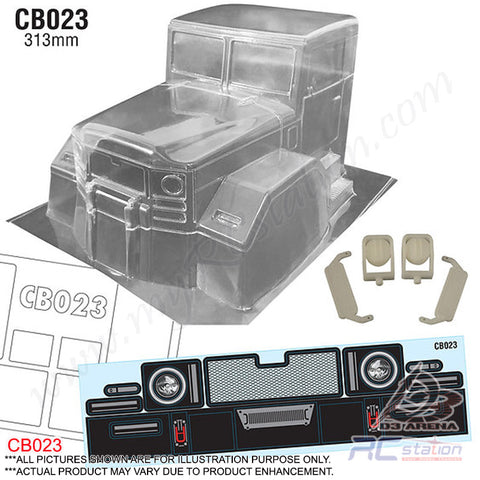Team C Crawler Clear Body Shell CB023 1/10 Crawler Truck Head (Width 200mm, WheelBase 313mm)