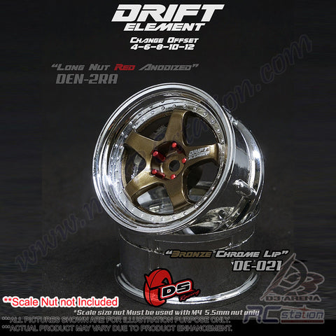 DS Racing #DE-021 - Drift Element Wheel - Adj. Offset (2) / Bronze Face Chrome Lip