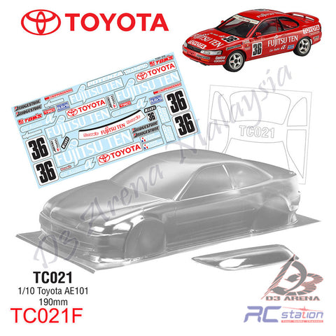 TeamC Racing 1/10 Clear Body Shell TC021 Toyota AE101 (Width 190mm, WheelBase 258mm)