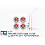 Tamiya #94730 - Super X Nut Fastened Red Plated Wheels S & Arched Tires (w/Low Fric Washers) [94730]