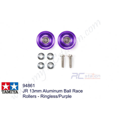 Tamiya #94861 - JR 13mm Aluminum Ball Race Rollers - Ringless/Purple #94861