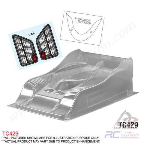 TeamC Racing Clear Body Shell TC429 1/10 On Road 220/235mm (Width 220mm)
