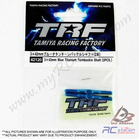 Tamiya #42120 - 3x42mm Blue Titanium Turnbuckle Shaft (2pcs.) [42120]