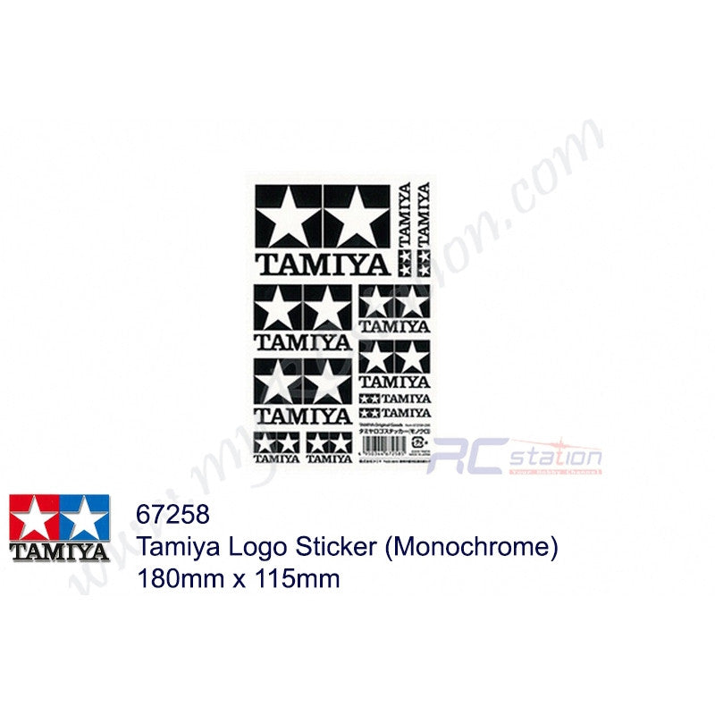 Tamiya Sticker Silver Tamiya Sticker #67258 - Tamiya Logo Sticker (Monochrome) 180mm x 115mm ...