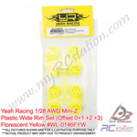 Yeah Racing #WL-0146FYW - Yeah Racing Plastic Wide Rim Set (Offset 0 +1+2 +3) Florescent Yellow For 1/28 AWD Mini-Z