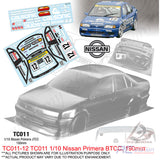 Team C Racing Clear Body Shell TC011 1/10 Nissan Primera BTCC (Width 190mm, WheelBase 258mm)