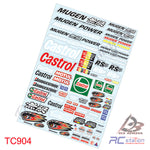 Team C Sticker TC904 1/10 Castrol Mugen Sticker, A4