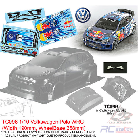 TeamC Racing Clear Body Shell TC096 1/10 Volkswagen Polo WRC (Width 190mm, WheelBase 258mm)
