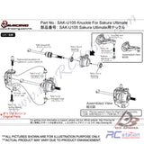 3Racing #SAK-U105 - Knuckle For Sakura Ultimate #SAK-U105