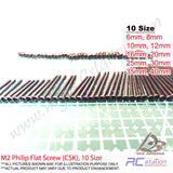 Tamiya Screw M2 Philip Flat Scew, M2 CSK Screw, 10 Sizes (6,8,10,12,16,20,25,30,35,40mm)