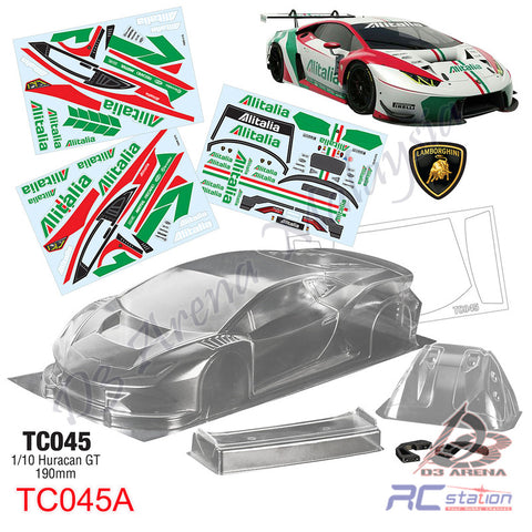 TeamC Racing 1/10 Clear Body Shell TC045 Huracan GT (Width 190mm, WheelBase 258mm)