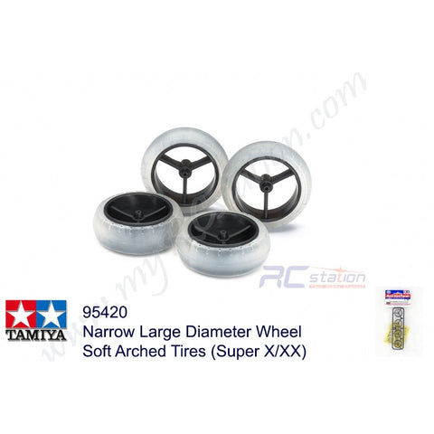 Tamiya #95420 - Narrow Large Diameter Wheel Soft Arched Tires (Super X/XX)[95420]