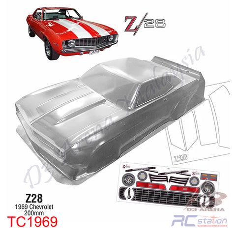 TeamC Racing 1/10 Clear Body Shell Z28 1969 Cheveolet (Width 200mm, WheelBase 258mm)