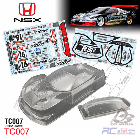 TeamC Racing 1/10 Clear Body Shell TC007 NSX GT500 (Width 200mm, WheelBase 258mm)