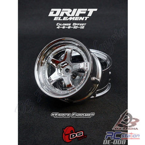 DS Racing #DE-008 - Drift Element Wheel Rim - Adjustable Offset (2pcs) / Triple Chrome
