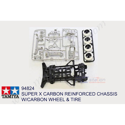 Tamiya #94824 - Super X Carbon Reinforced Chassis w/Carbon Wheel & Tire [94824]