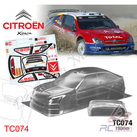 TeamC Racing 1/10 Clear Body Shell TC074 Citroen WRC (Width 190mm, WheelBase 258mm)