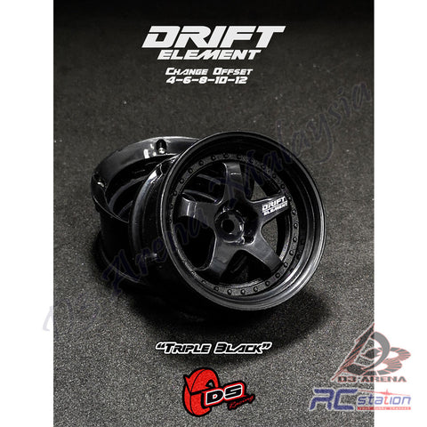 DS Racing #DE-005 - Drift Element Wheel Rim - Adjustable Offset (2pcs) / Triple Black
