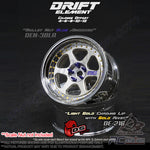DS Racing #DE-216 - Drift Element Wheel Rim Series II - Adjustable Offset (2) / Light Gold Face Chrome Lip with Gold Rivets
