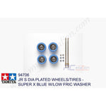Tamiya #94706 - Super X Nut Stop First Diameter Plating Wheel & Blue Barrel Tire (with Low Friction Washer) [94706]