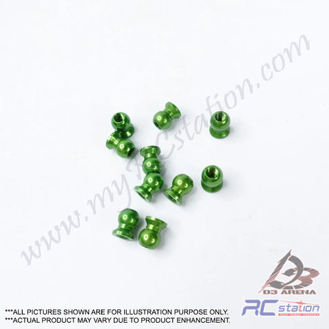 3Racing #3RAC-BS58H5/GR - 5.8mm Hex Ball Stud L=5 (10 Pcs) Green