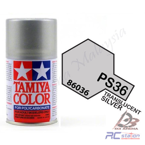 Tamiya #86036 - Color PS-36 Translucent Silver - 100ml Spray Can #86036