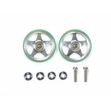 Tamiya #95493 - 19mm Aluminum Rollers (5 Spokes) w/Plastic Rings (Green) [95493]