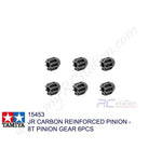 Tamiya #15453 - JR Carbon Reinforced Pinion - 8T Pinion Gear 6pcs [15453]